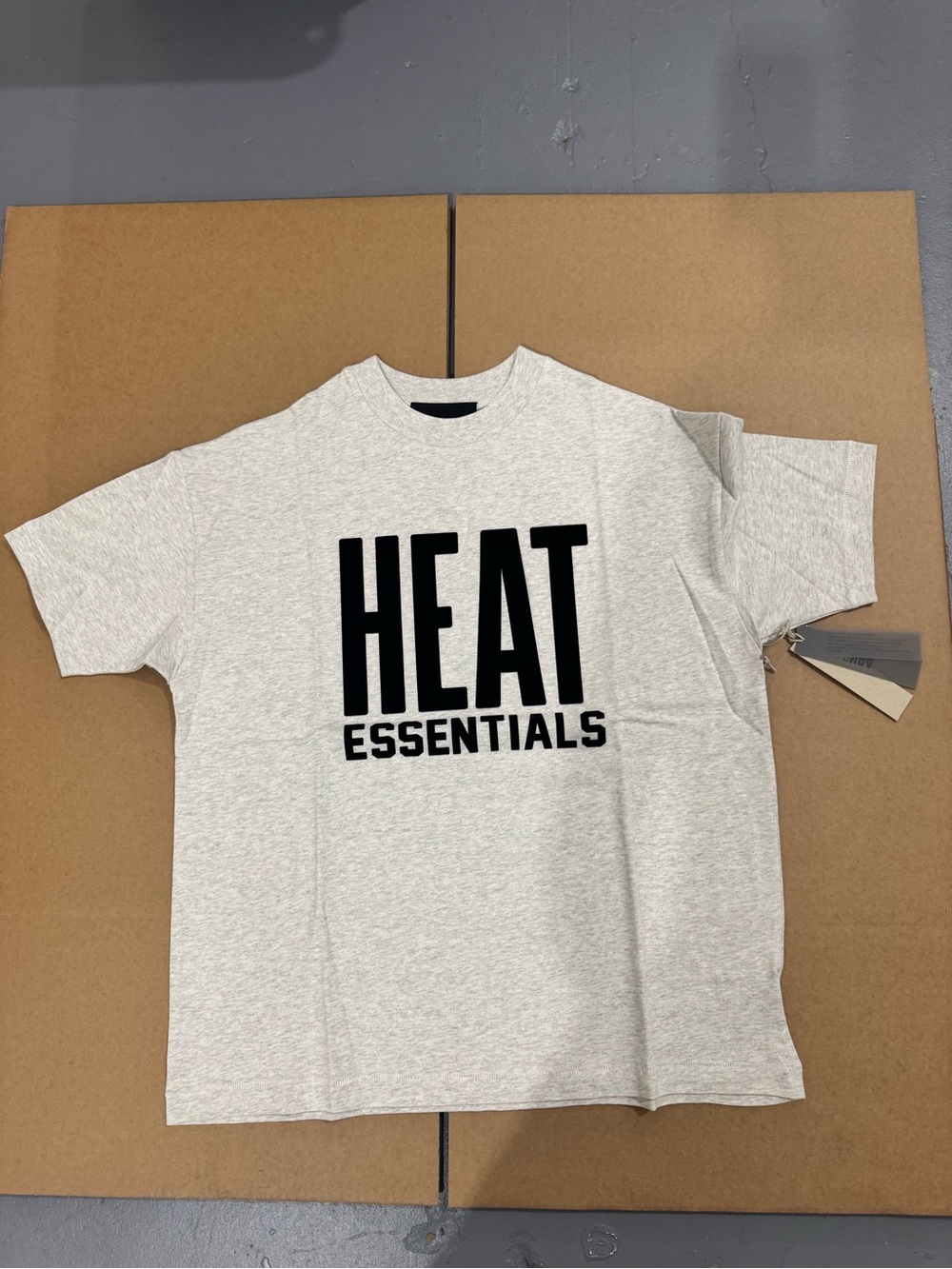 Essentials HEAT Short Sleeve Tee - Light Gray with Black Print